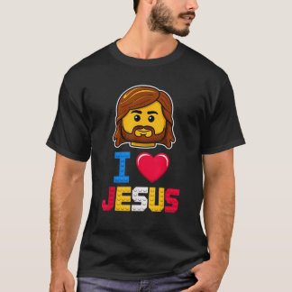 Ik hou van Jezus Meester Bouwer Bouwstenen Blokken T-shirt
