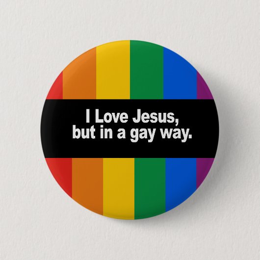 Ik hou van Jezus op een homoseksuele manier Bumper Ronde Button 5,7 Cm (Voorkant)