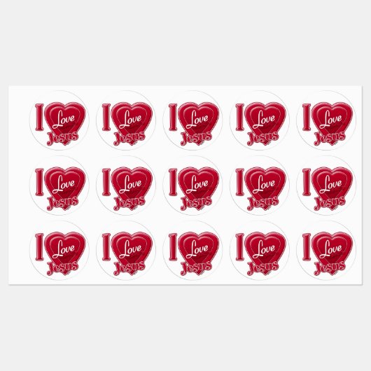 Ik hou van Jezus Rode Hart Labels (Vel)