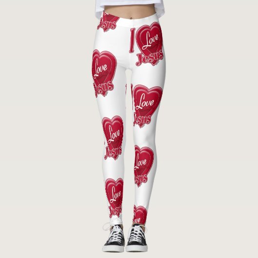 Ik hou van Jezus Rode Hart Leggings (Voorkant)