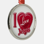 Ik hou van Jezus Rode Hart Metalen Ornament (Rechts)