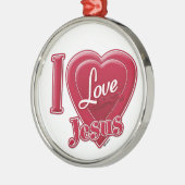 Ik hou van Jezus Rode Hart Metalen Ornament (Links)