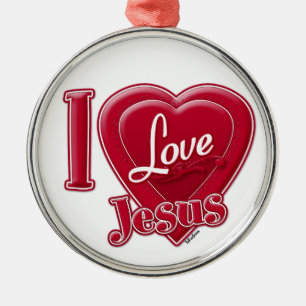 Ik hou van Jezus Rode Hart Metalen Ornament