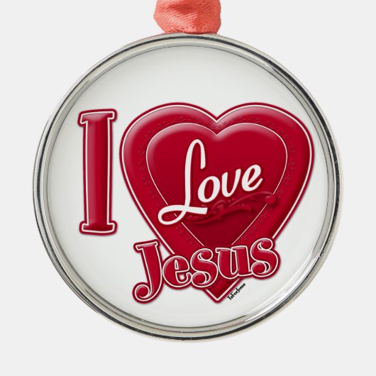 Ik hou van Jezus Rode Hart Metalen Ornament (Voorkant)