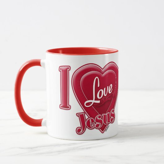 Ik hou van Jezus Rode Hart Mok (Links)