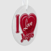 Ik hou van Jezus Rode Hart Ornament (voorkant)