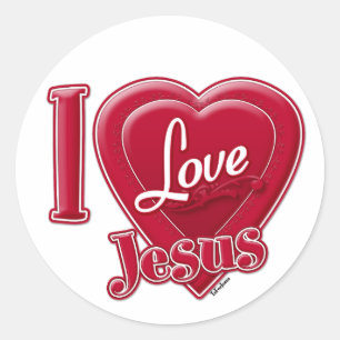 Ik hou van Jezus Rode Hart Ronde Sticker