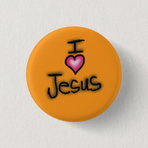 Ik hou van Jezus. Ronde Button 3,2 Cm