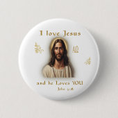 Ik hou van Jezus Ronde Button 5,7 Cm (Voorkant)