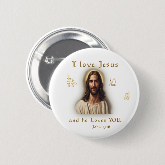 Ik hou van Jezus Ronde Button 5,7 Cm (Voorkant /achterkant)
