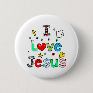 Ik hou van Jezus Ronde Button 5,7 Cm