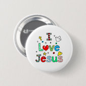 Ik hou van Jezus Ronde Button 5,7 Cm (Voorkant /achterkant)