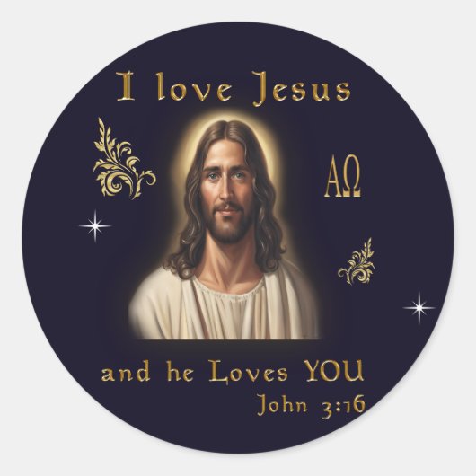 Ik hou van Jezus Ronde Sticker (Voorkant)