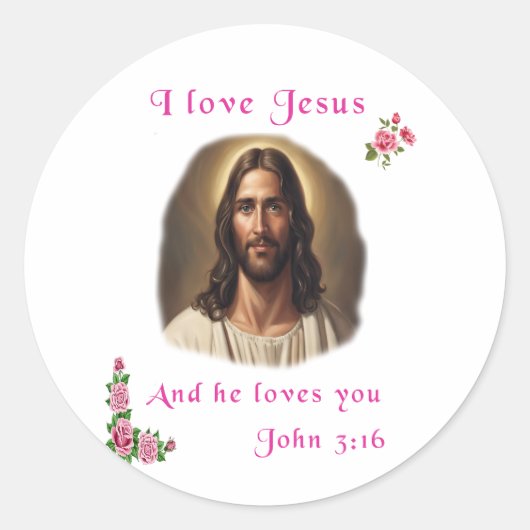 Ik hou van Jezus Ronde Sticker (Voorkant)