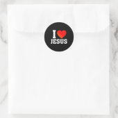 Ik hou van Jezus Ronde Sticker (Tas)