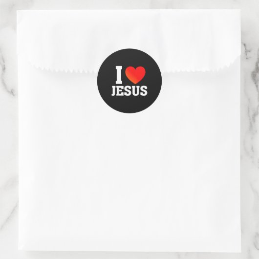 Ik hou van Jezus  Ronde Sticker (Tas)
