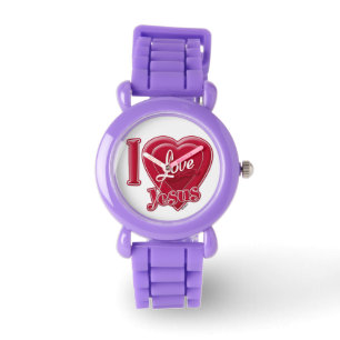 Ik hou van Jezus Rood Hart Horloge