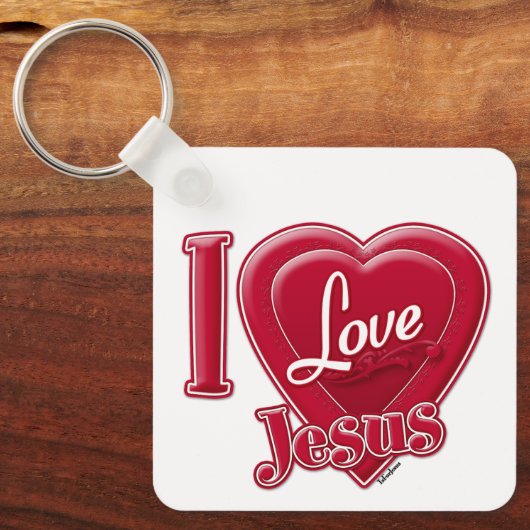 Ik hou van Jezus Rood Hart Sleutelhanger (Voorkant)