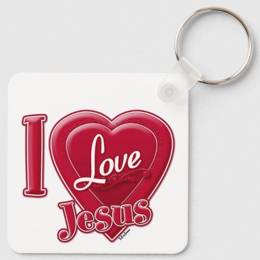 Ik hou van Jezus Rood Hart Sleutelhanger (Achterkant)