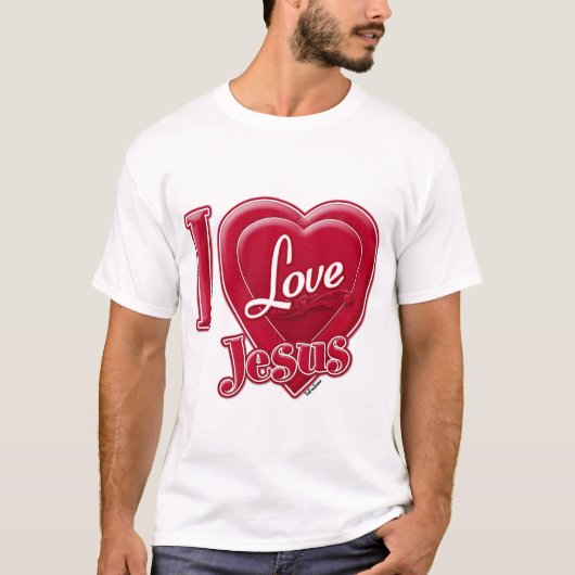 Ik hou van Jezus Rood Hart T-shirt (Voorkant)