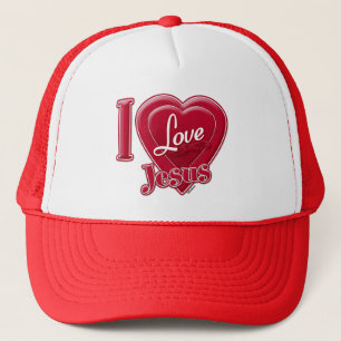 Ik hou van Jezus Rood Hart Trucker Pet