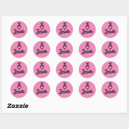 Ik hou van Jezus roze hart Ronde Sticker (Vel)