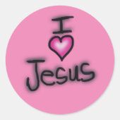 Ik hou van Jezus roze hart Ronde Sticker (Voorkant)