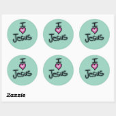 Ik hou van Jezus roze hart Ronde Sticker (Vel)