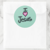 Ik hou van Jezus roze hart Ronde Sticker (Tas)