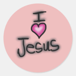 Ik hou van Jezus Roze Hart Ronde Sticker