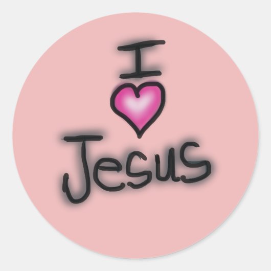 Ik hou van Jezus roze hart Ronde Sticker (Voorkant)
