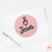 Ik hou van Jezus roze hart Ronde Sticker (Envelop)