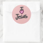 Ik hou van Jezus roze hart Ronde Sticker (Tas)