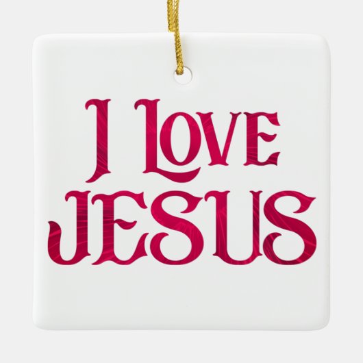 Ik hou van Jezus Typografie Quote Keramisch Ornament (Voorkant)