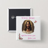 Ik hou van Jezus Vierkante Button 5,1 Cm (Voorkant /achterkant)