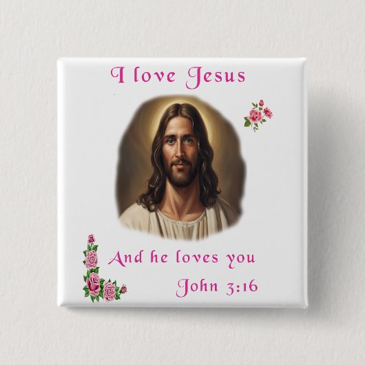 Ik hou van Jezus Vierkante Button 5,1 Cm (Voorkant)