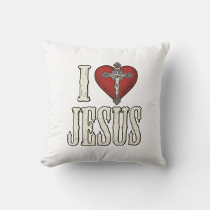 Ik hou van Jezus Vintage Gravure Faith Shirt Desig Kussen