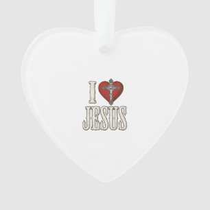 Ik hou van Jezus Vintage Gravure Faith Shirt Desig Ornament
