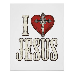 Ik hou van Jezus Vintage Gravure Faith Shirt Desig Perfect Poster