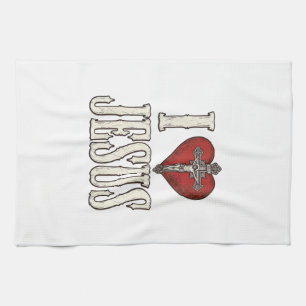 Ik hou van Jezus Vintage Gravure Faith Shirt Desig Theedoek