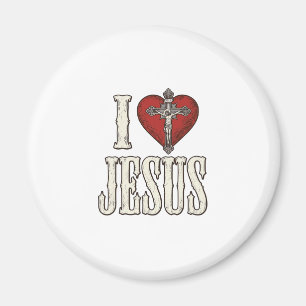 Ik hou van Jezus Vintage Gravure Faith Shirt Ontwe Magneet