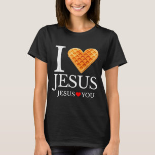 Ik hou van Jezus Wafel Hart Grappig Christelijk On T-shirt