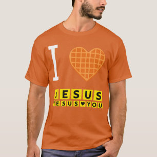 Ik hou van Jezus Wafel Hart Grappig Christelijk On T-shirt