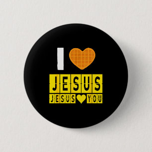 Ik hou van Jezus Wafel Hart Jezus Houdt van Jou Gr Ronde Button 5,7 Cm