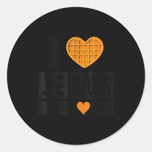 Ik hou van Jezus Wafel Hart Jezus Houdt van Jou Gr Ronde Sticker