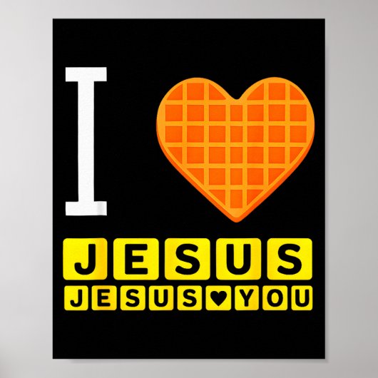 Ik hou van Jezus Wafelhart Grappig Christelijk Ont Poster (Voorkant)