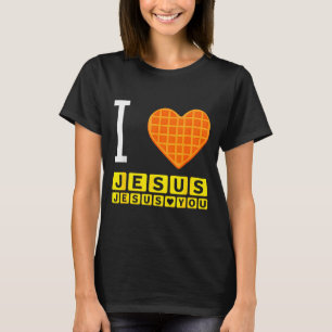 Ik hou van Jezus Wafelhart Grappig Christelijk Ont T-shirt