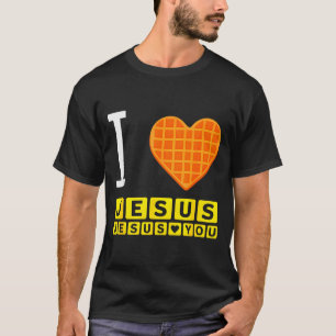 Ik hou van Jezus Wafelhart Grappig Christelijk Ont T-shirt