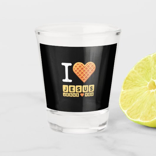 Ik Hou van Jezus Wafelhoofd Shot Glas (Voorkant)