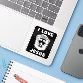 Ik hou van Jezus (wit) Sticker (Laptop met iPhone)